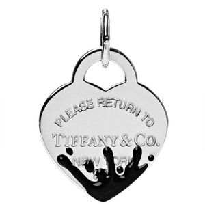 Tiffany & Co. Silver Black Splash Heart Pendant Charm